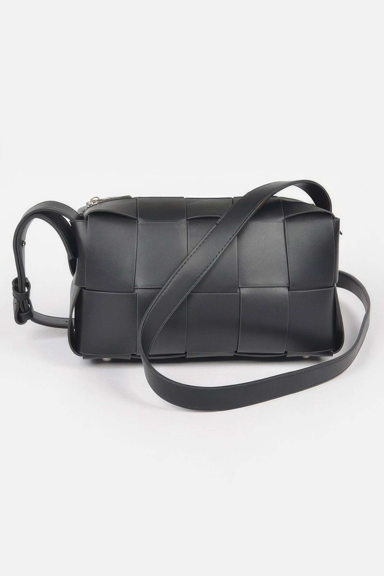 Faux Leather Braided Zip Bag 