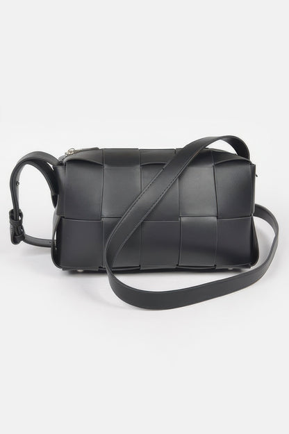Faux Leather Braided Zip Bag 