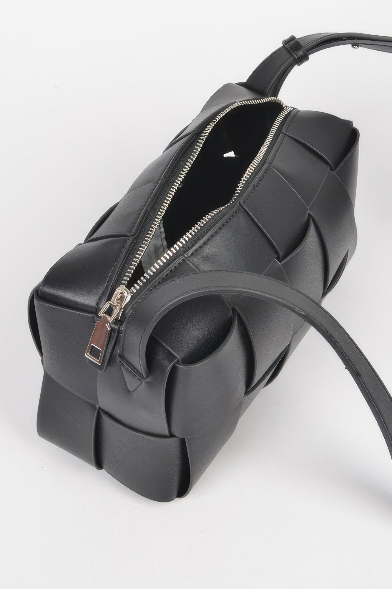 Faux Leather Braided Zip Bag 