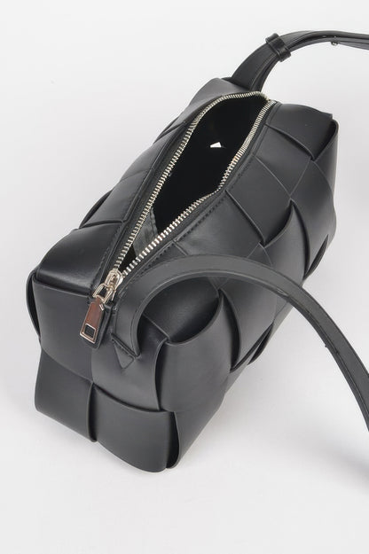 Faux Leather Braided Zip Bag 