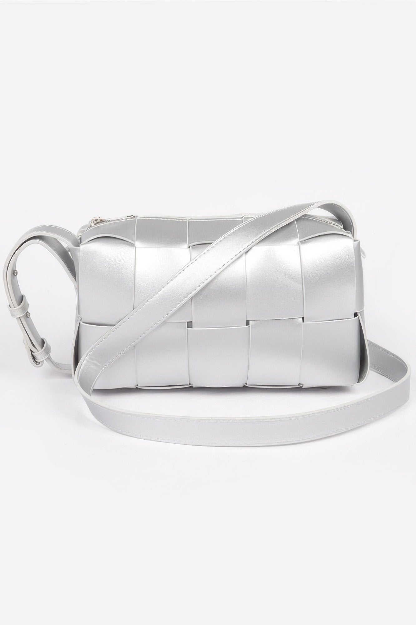 Faux Leather Braided Zip Bag 