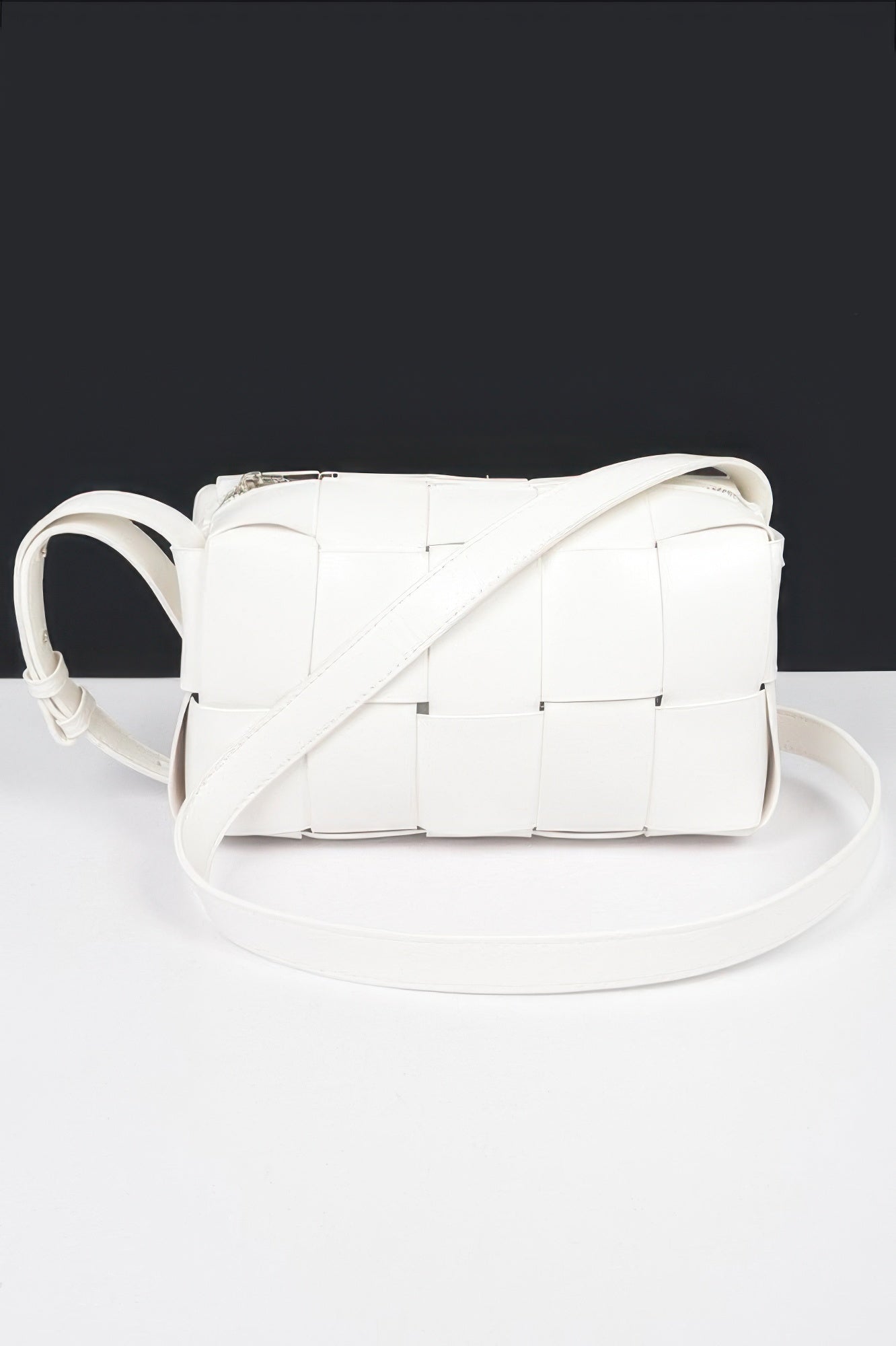 Faux Leather Braided Zip Bag 