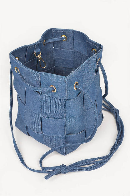Braided Denim Bucket Bag 