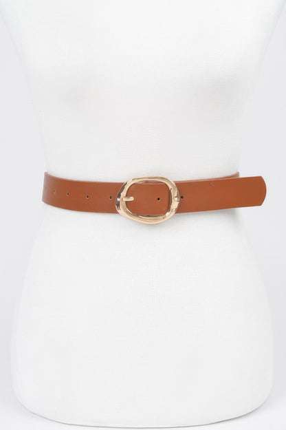 Faux Leather Metal Buckle Belt 