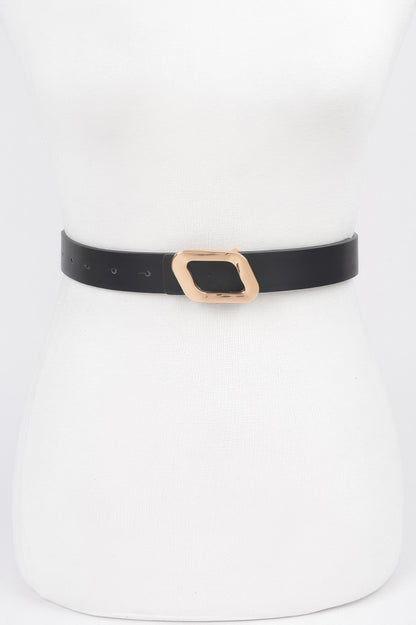 Faux Leather Metal Buckle Belt 