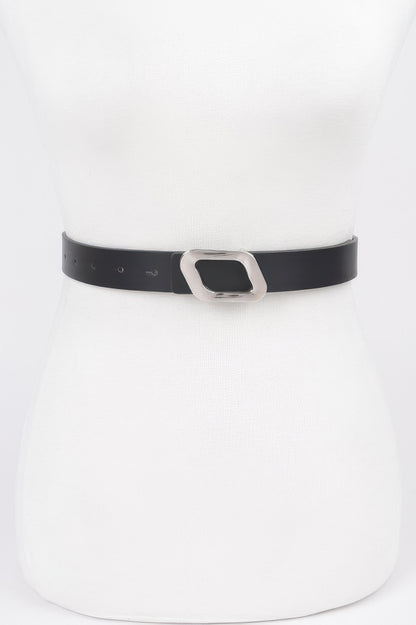 Faux Leather Metal Buckle Belt 
