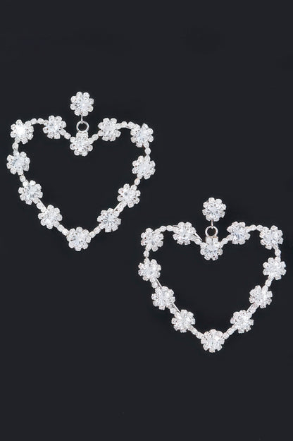 Multi Rhinestone Flower Heart Shape Earring 