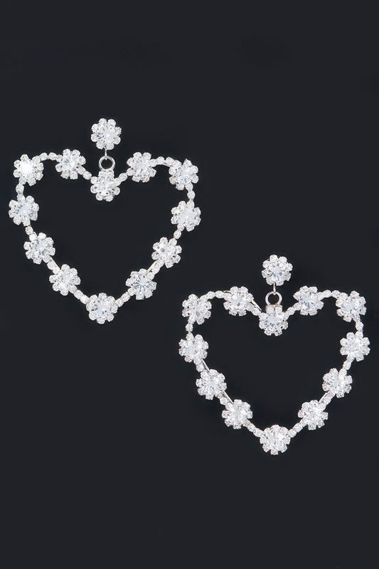 Multi Rhinestone Flower Heart Shape Earring 