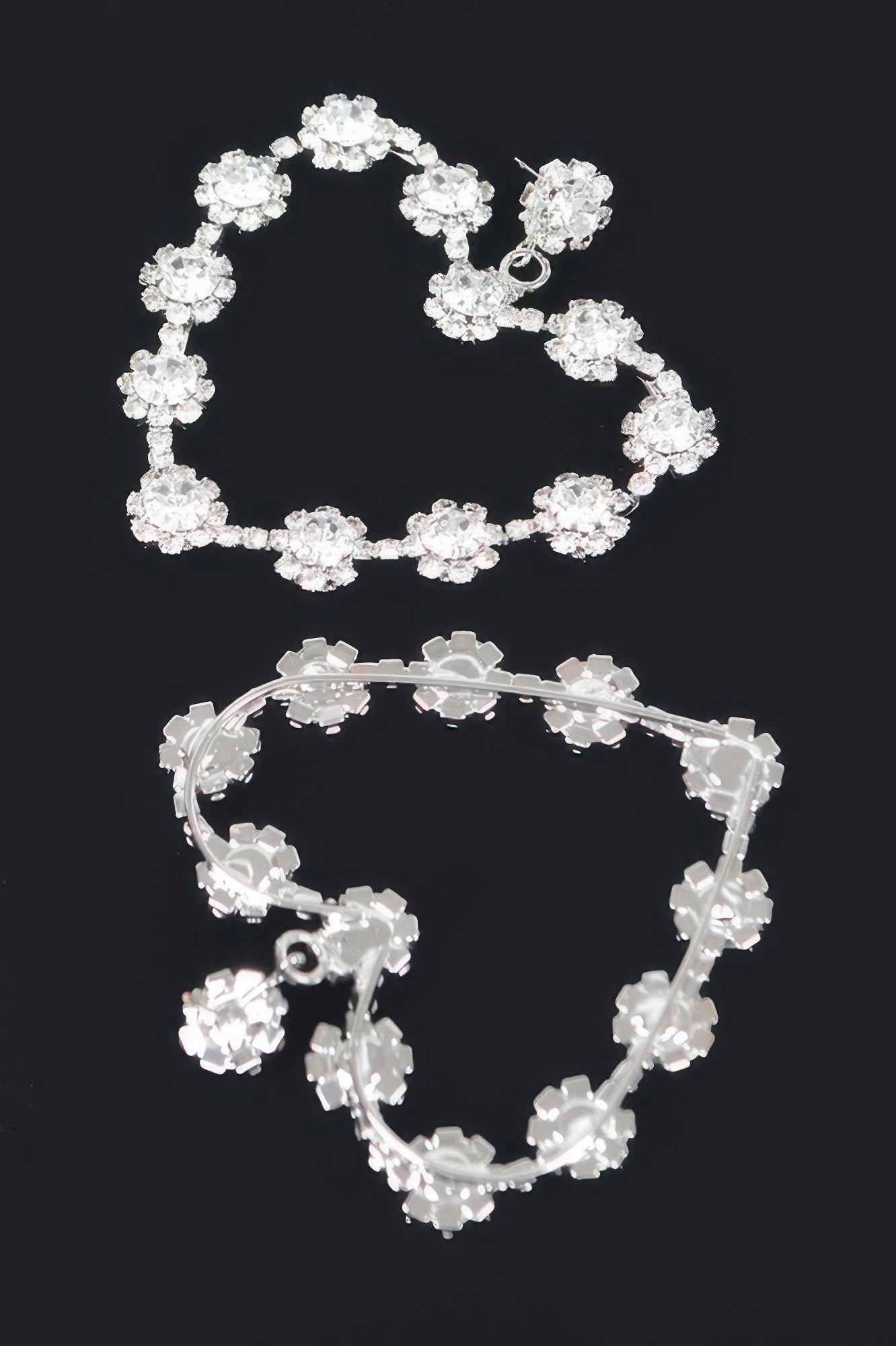 Multi Rhinestone Flower Heart Shape Earring 