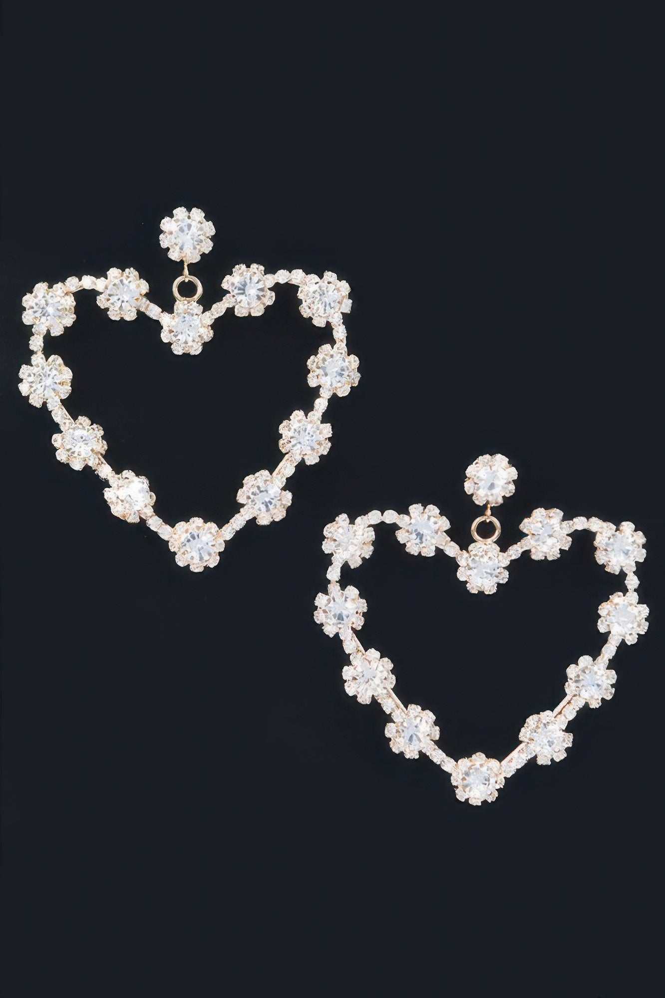 Multi Rhinestone Flower Heart Shape Earring 