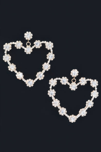 Multi Rhinestone Flower Heart Shape Earring 