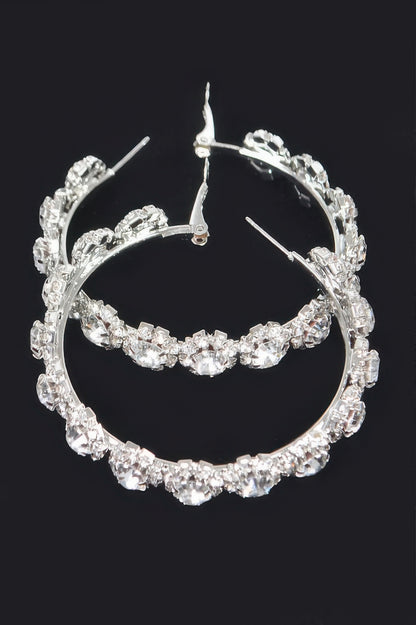 Multi Rhinestone Flower Hoop Earring