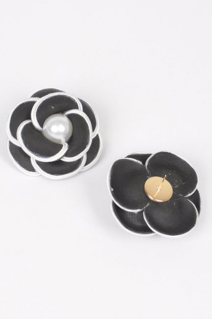 Faux Pearl Flower Stud Earring 