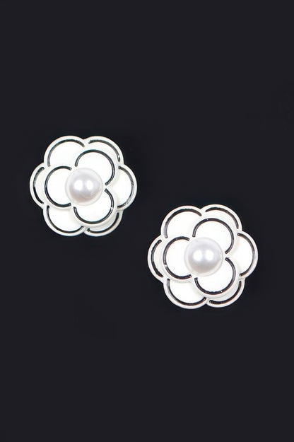 Faux Pearl Acrylic Flower Earring 