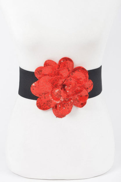 Sequins Flower Elastic Belt 