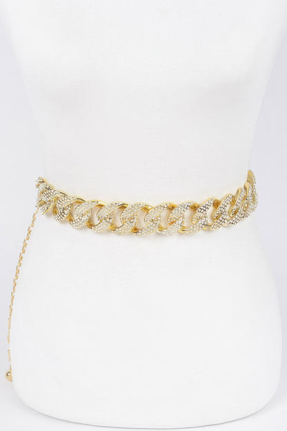 Rhinestone Oversized Chain Belt 