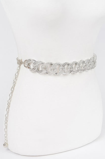 Rhinestone Oversized Chain Belt 