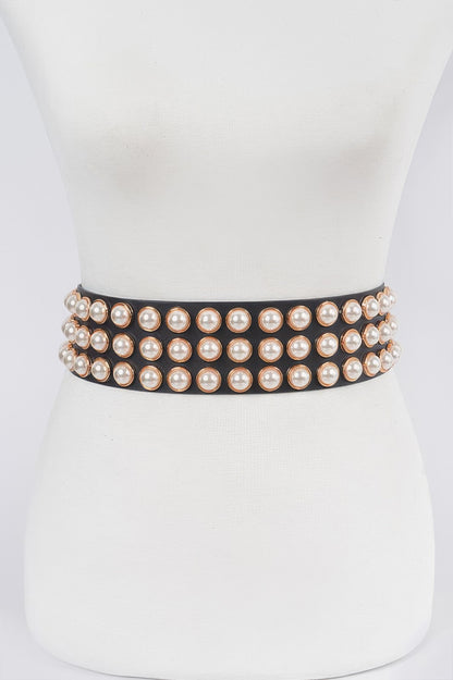 Full Pearl Studded Waist Belt 