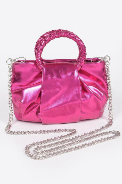 Metallic Top Handle Crossbody Bag 