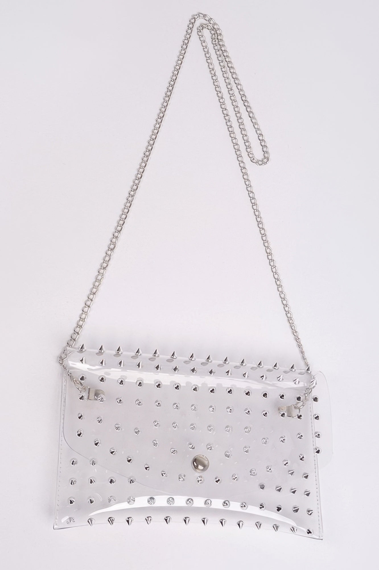 Multi Stoned Cross Body Chain Strap Visible Clutch 