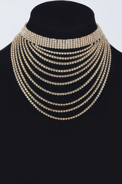 Layered Rhinestone Elegant Necklace 