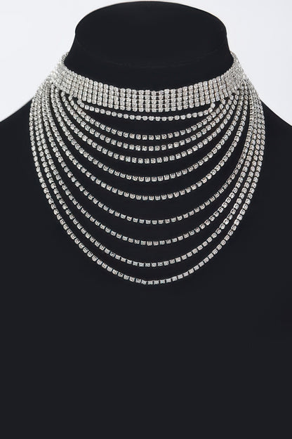 Layered Rhinestone Elegant Necklace 