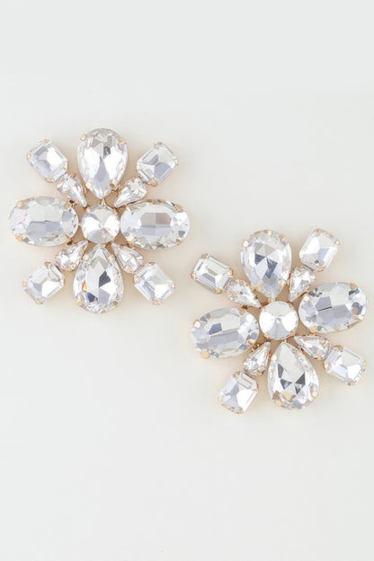 Bejeweled Flower Stud Earrings 