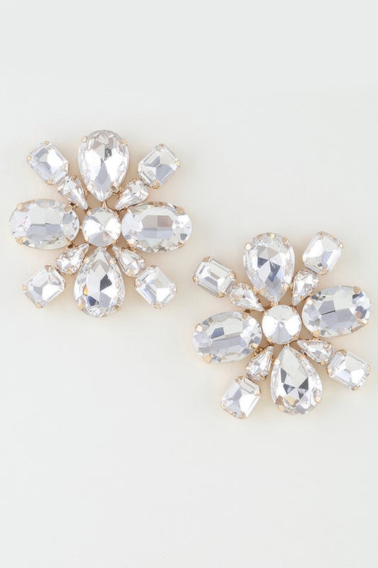 Bejeweled Flower Stud Earrings 