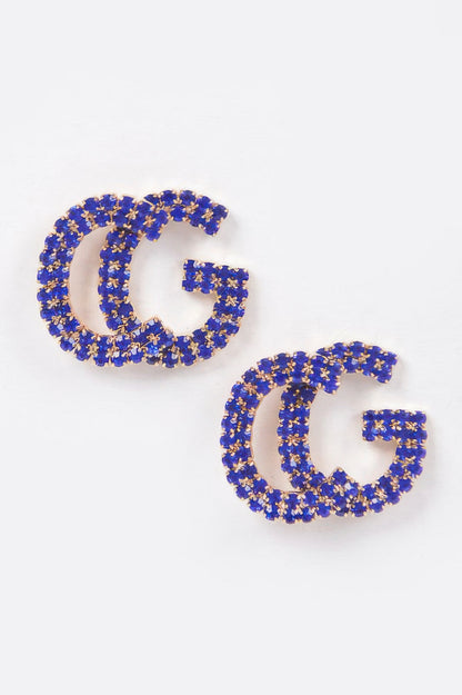 Cg Rhinestone Button Earring 