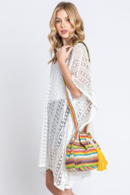 Multi Color Chevron Bucket Bag 