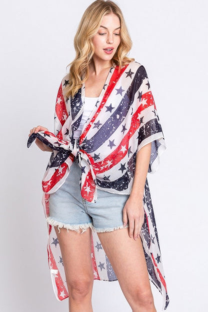 Stripe And Star American Flag Kimono
