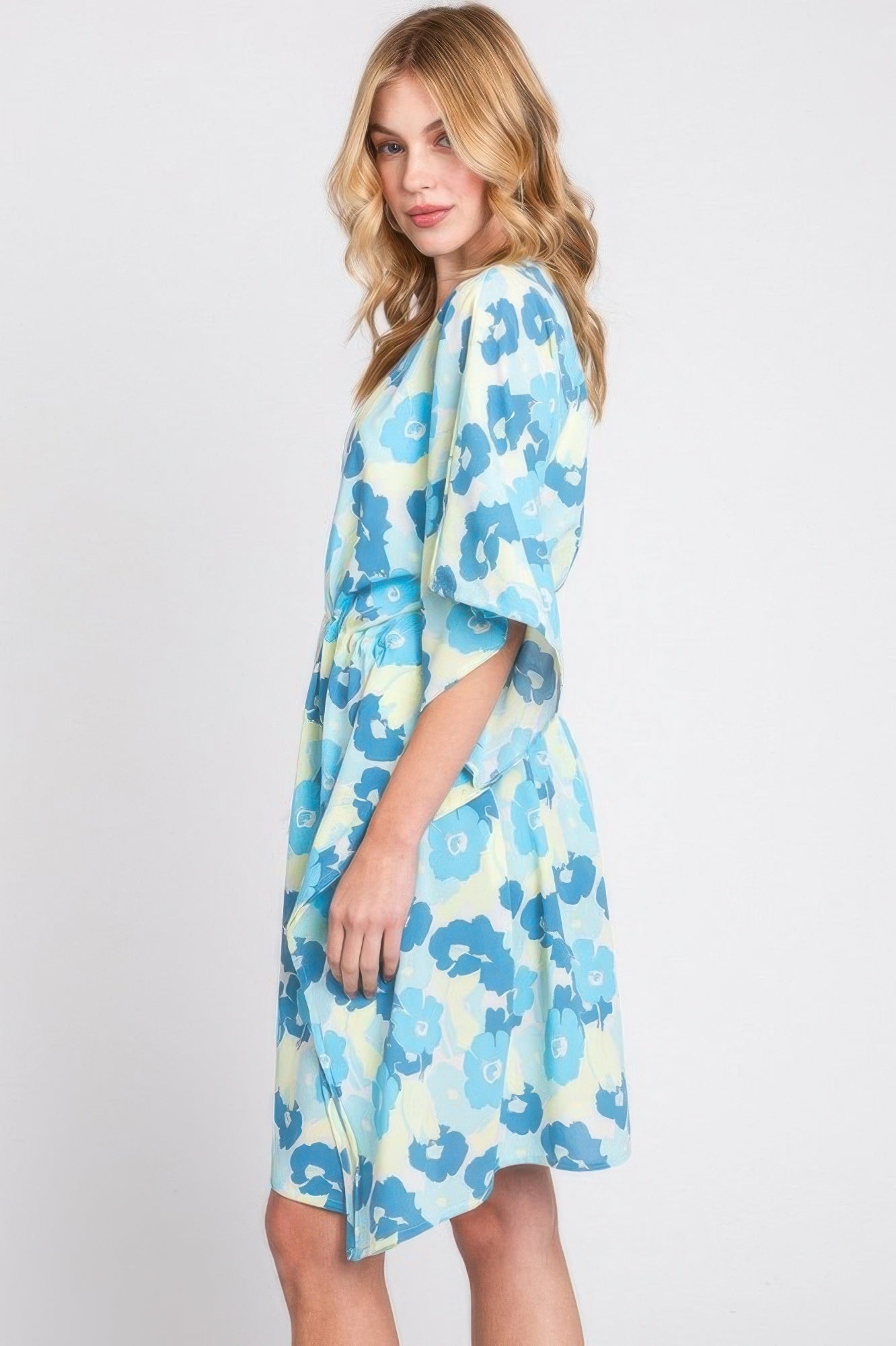 Flower Print Self-tie Drawstring Open Front Cover 