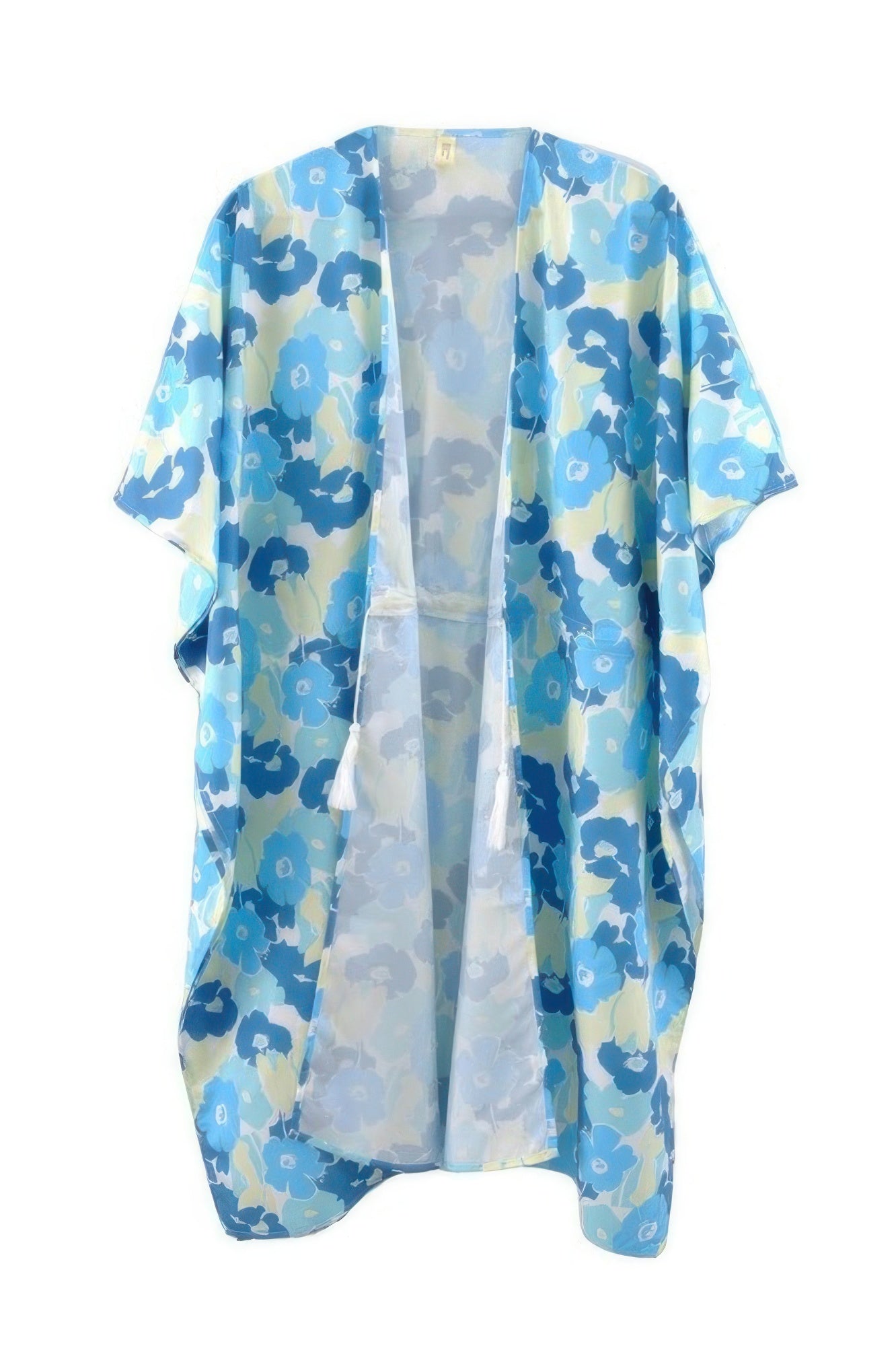 Flower Print Self-tie Drawstring Open Front Cover 
