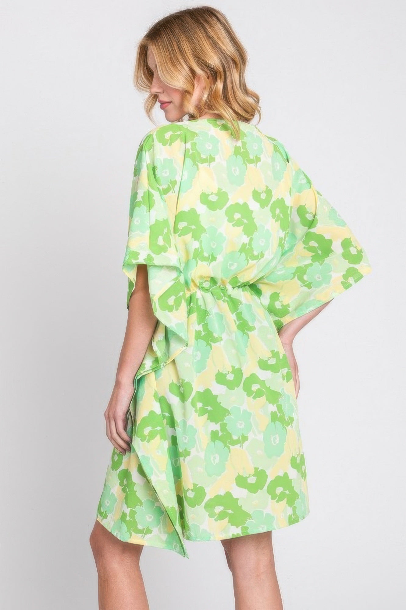 Flower Print Self-tie Drawstring Open Front Cover 