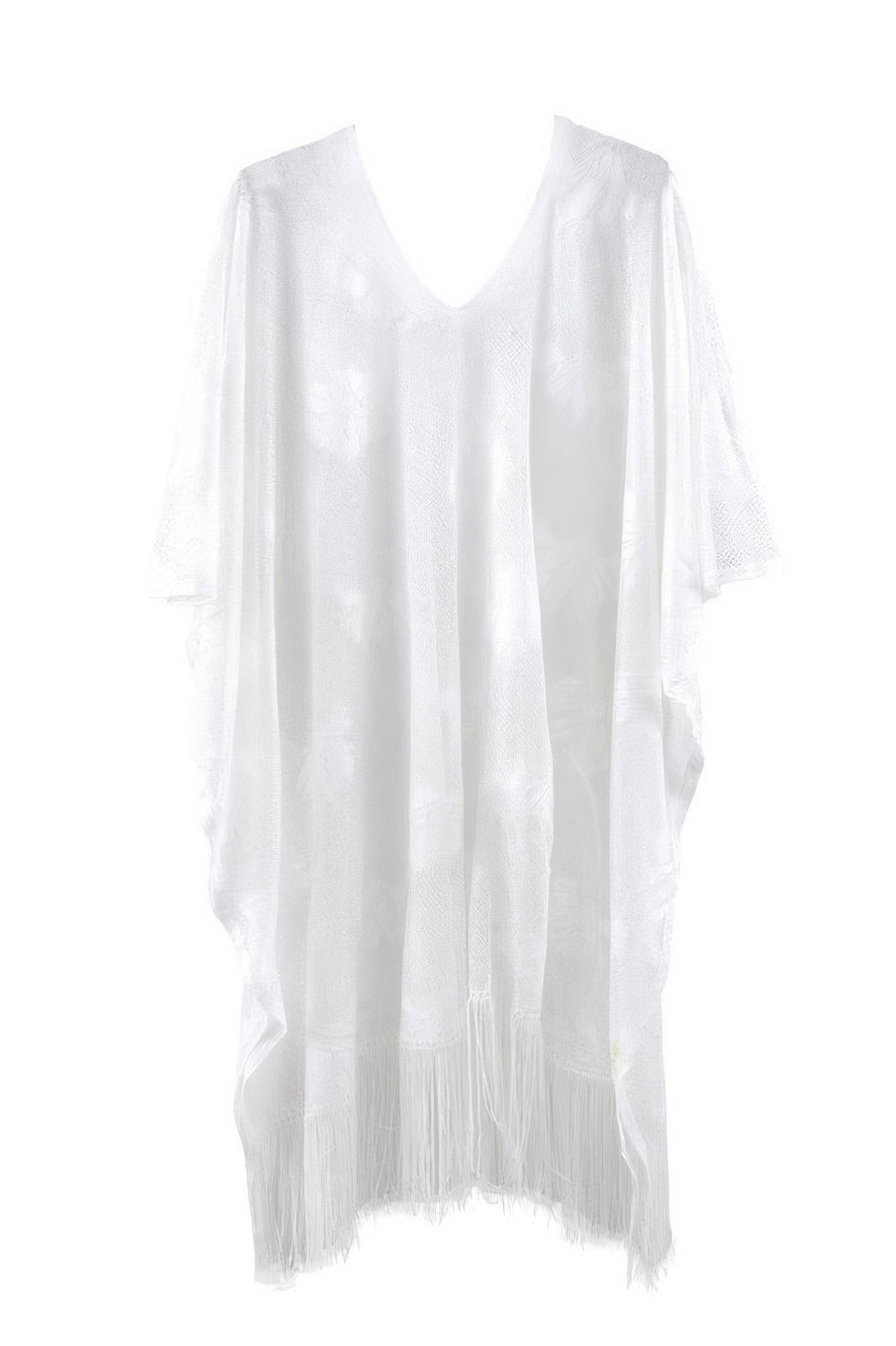 Floral Lace Poncho With Tassel 
