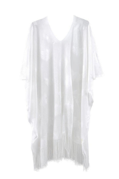 Floral Lace Poncho With Tassel 