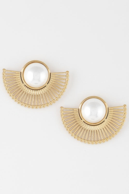 Half Rising Sun Pearl Earrings 