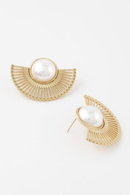 Half Rising Sun Pearl Earrings 