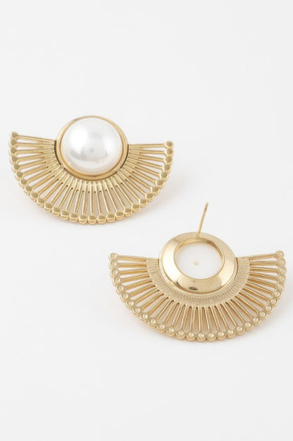 Half Rising Sun Pearl Earrings 