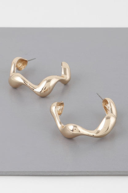 Liquid Wave Hoop Earrings 