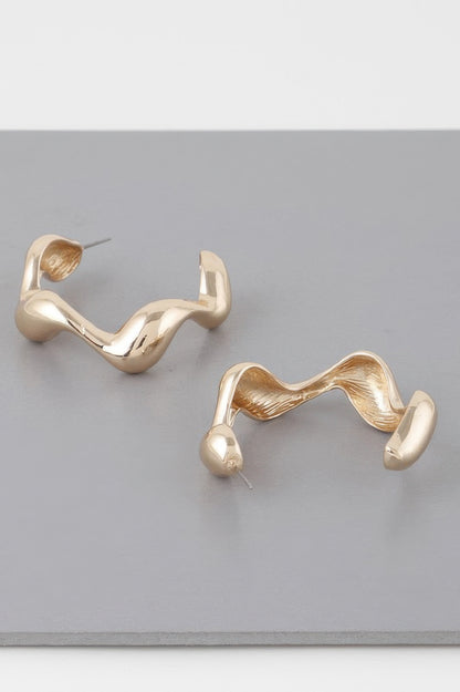 Liquid Wave Hoop Earrings 