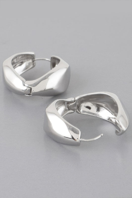 Abstract Edge Hoop Earrings 