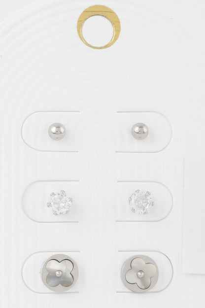 Multi Jewel Stud Earrings Set 