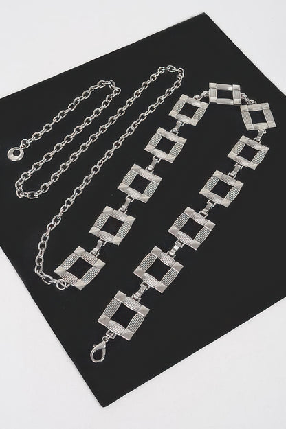 Square Metal Plus Size Chain Belt 