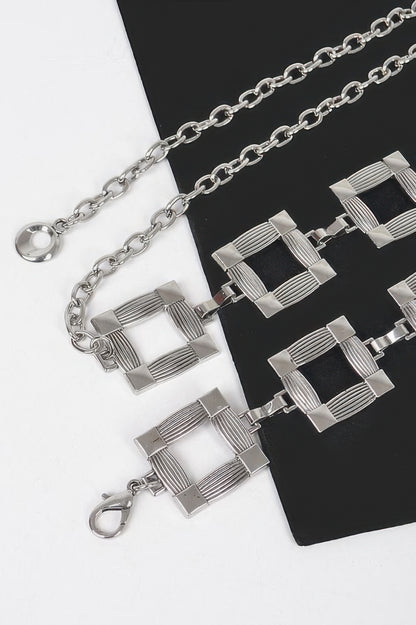 Square Metal Plus Size Chain Belt 