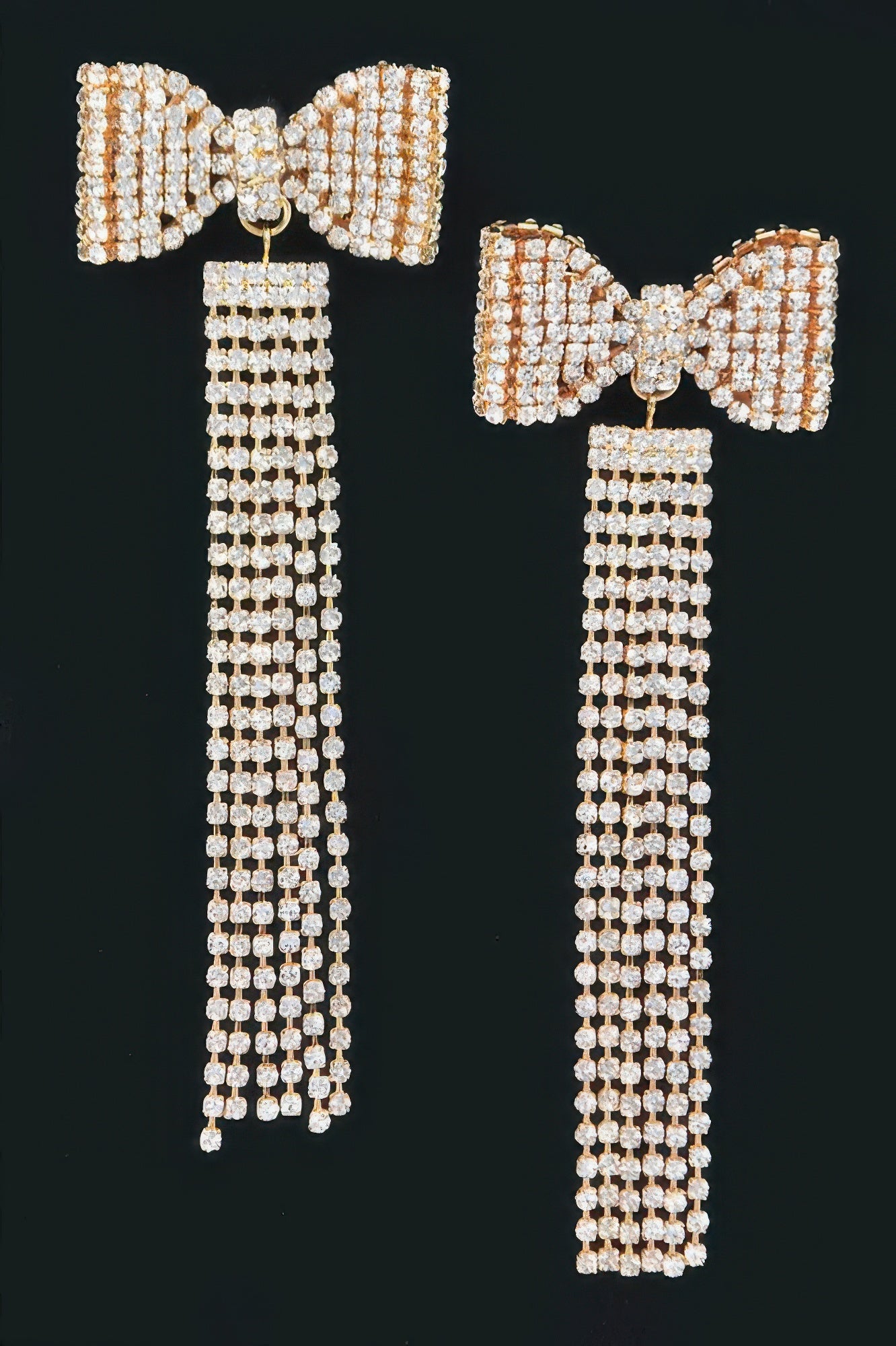 Rhinestone Bow Fringe Earring 