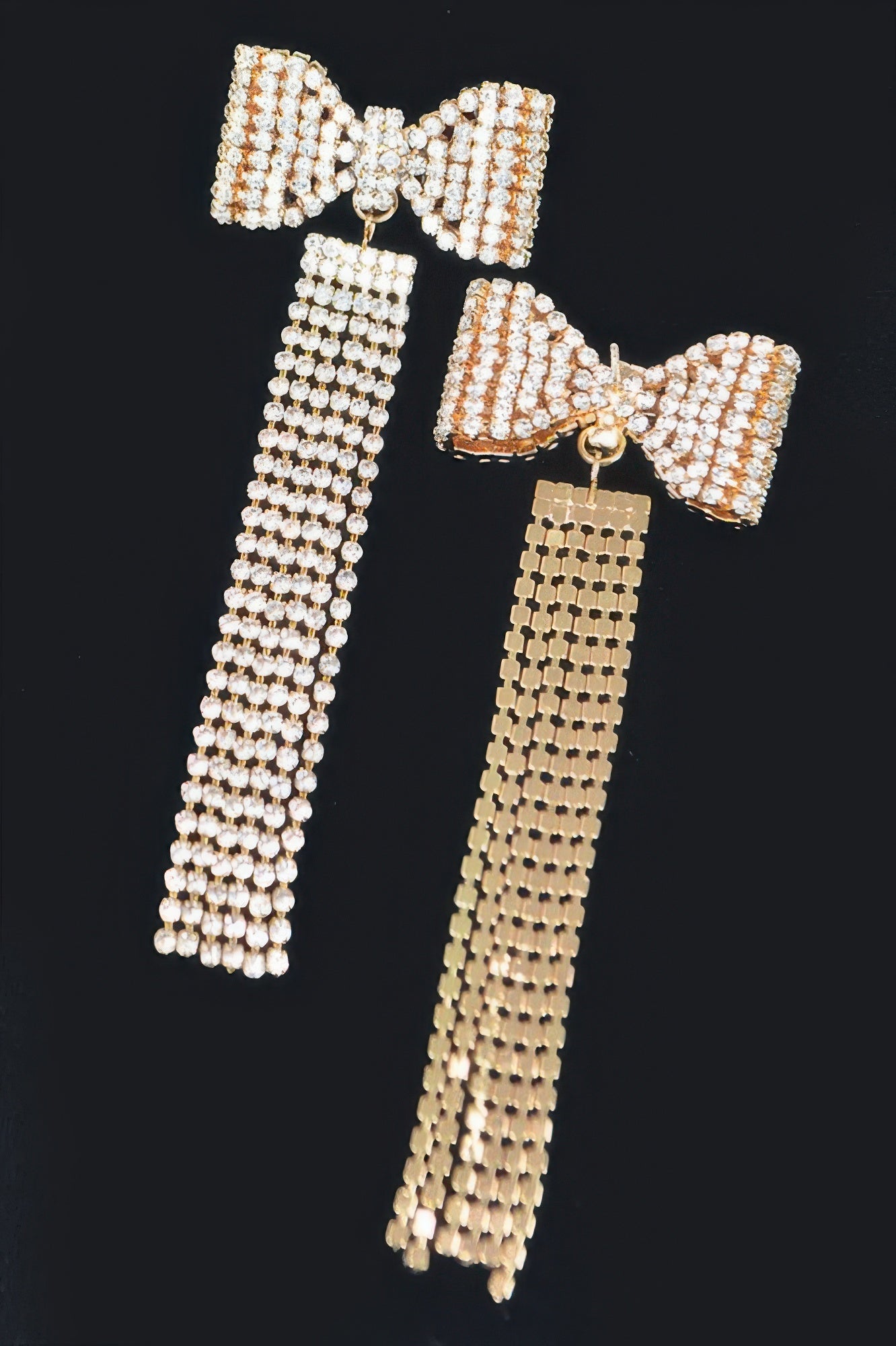 Rhinestone Bow Fringe Earring 