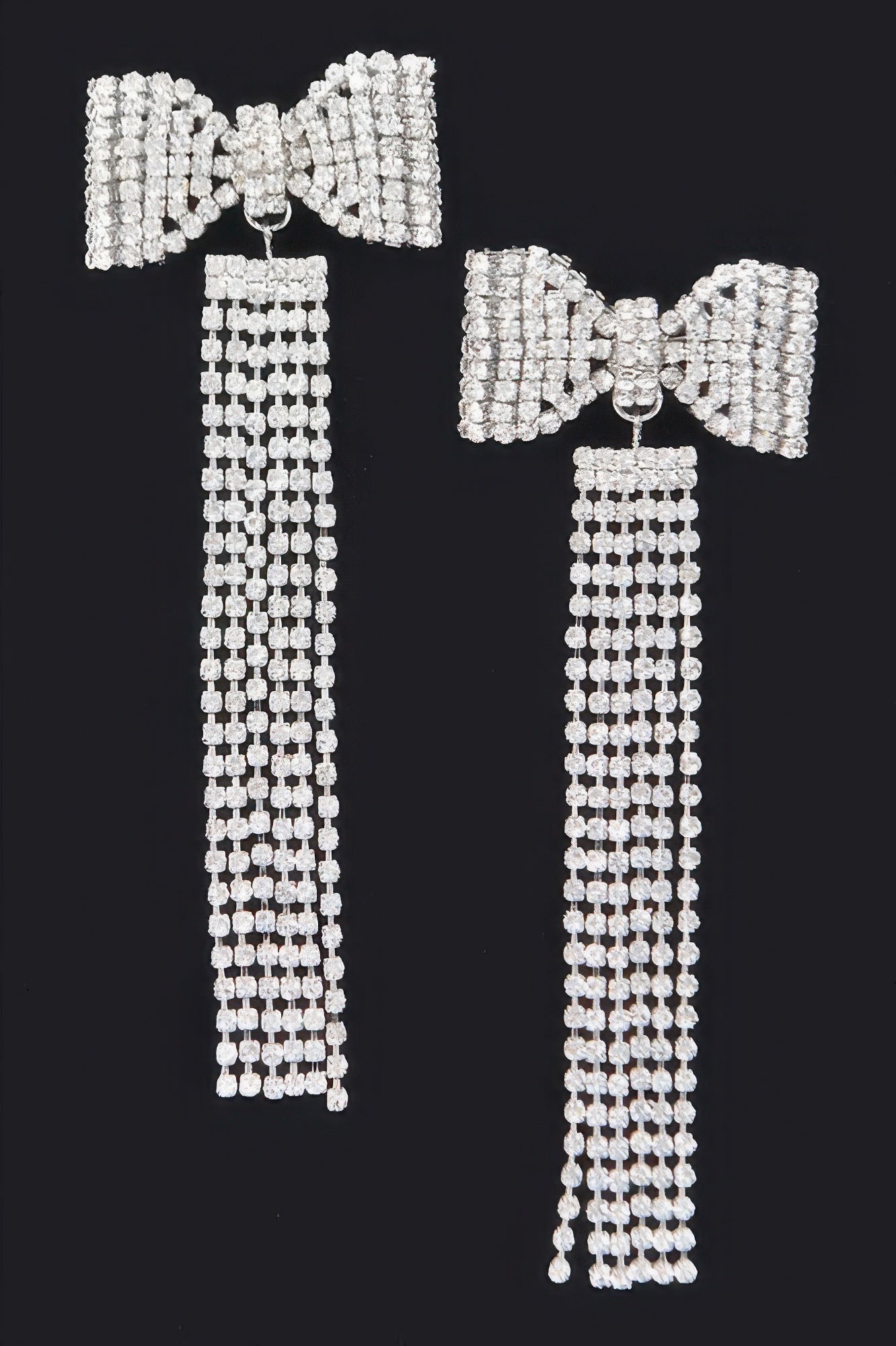 Rhinestone Bow Fringe Earring 