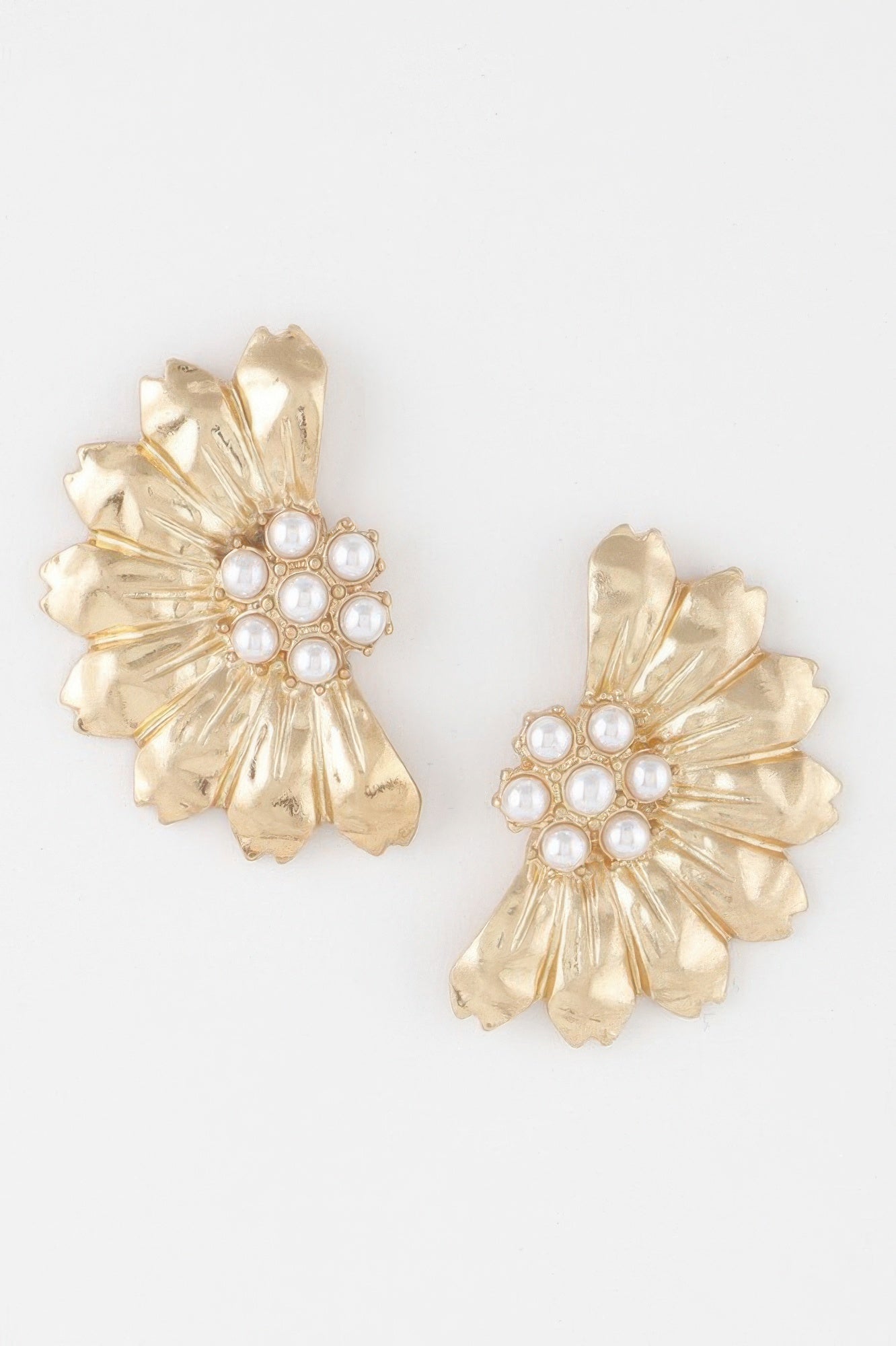 Pearled Half Flower Earrings 
