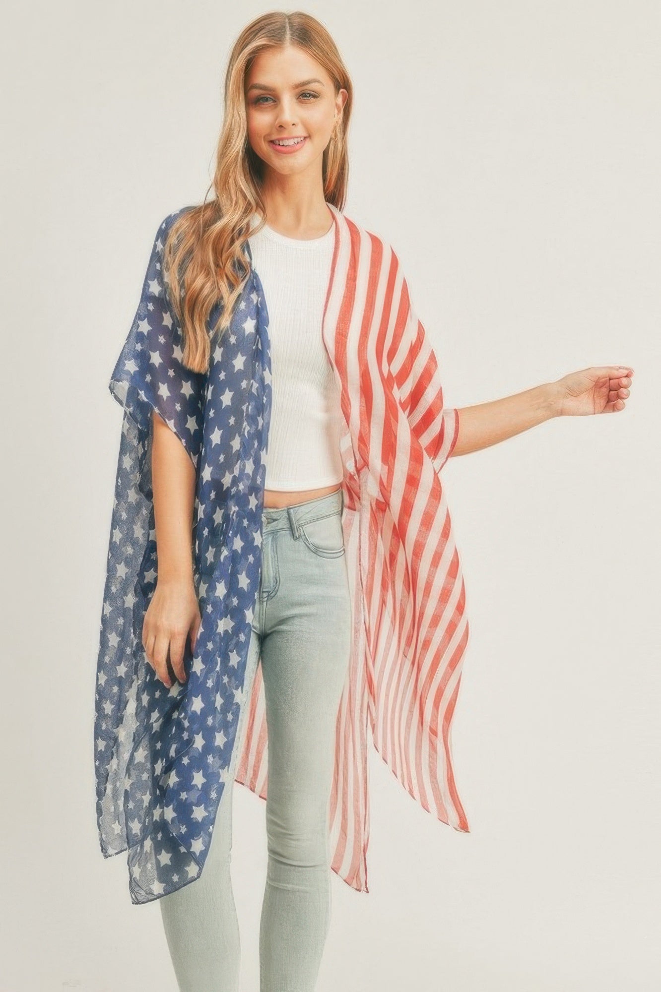 Half N Half American Flag Kimono 